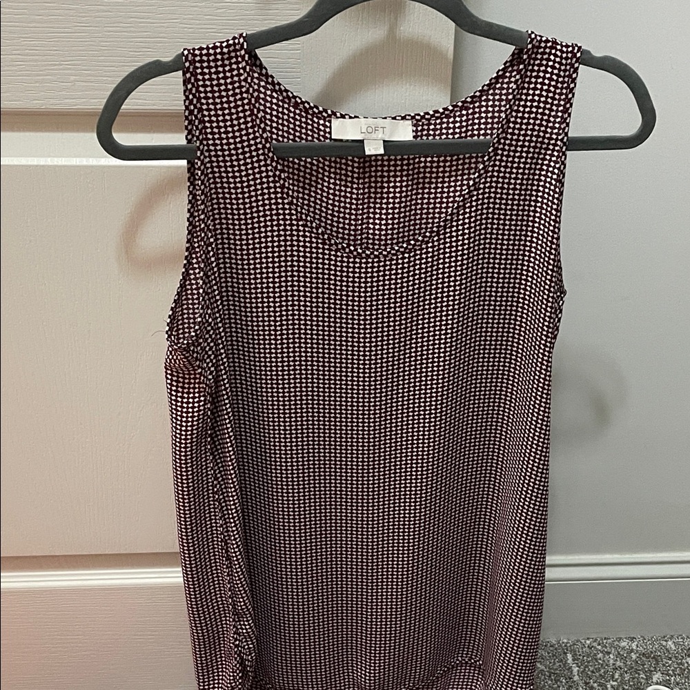 LOFT Maroon and White Sleeveless Tank Top